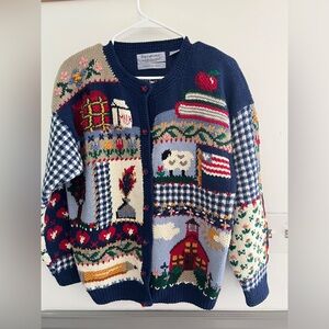 SIGNATURE by NORTHERN ISLES Vintage
School Themed Cardigan Sz Large